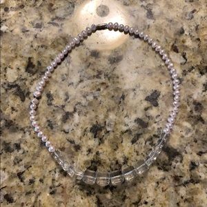 Vintage glass beads and pink petals choker